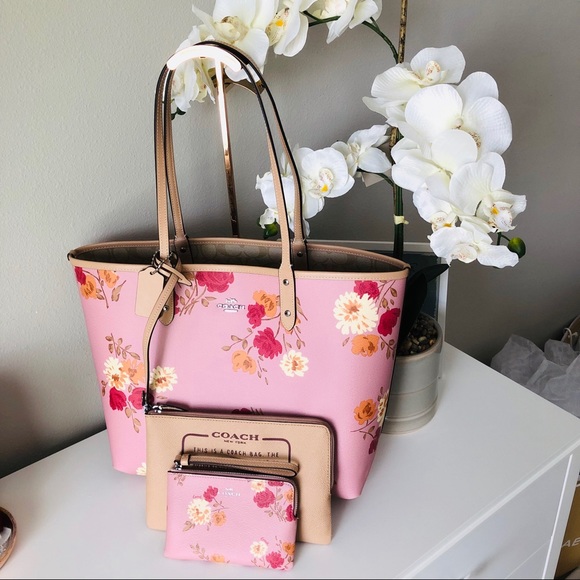 Coach Handbags - SOLD ! Coach Painted Peony floral Tote 3 PC SET